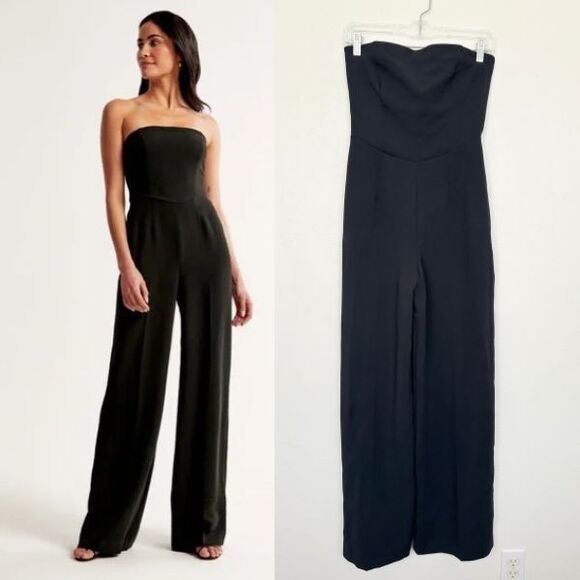 Abercrombie & Fitch Strapless Premium Crepe Sweetheart Jumpsuit Womens Small NEW - Picture 1 of 10